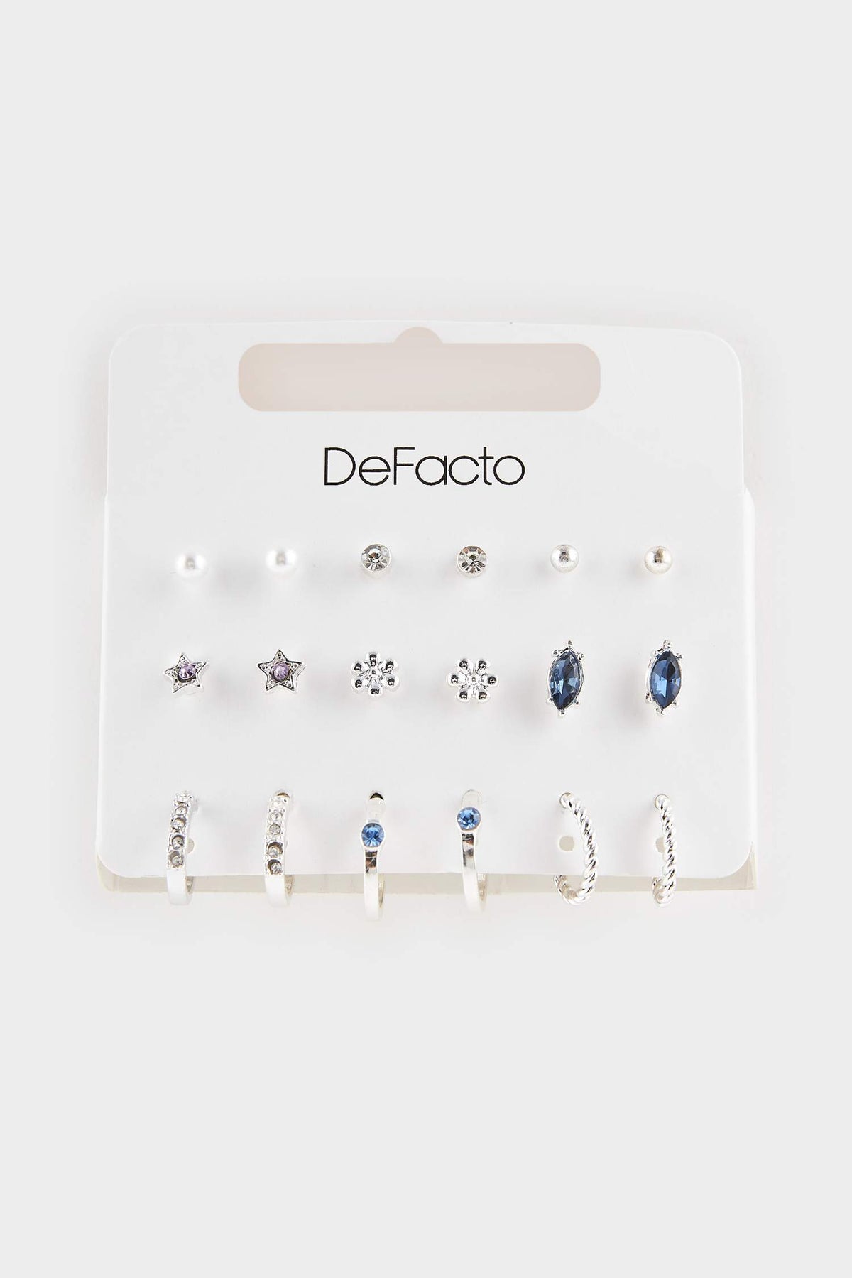 Women 9-Piece Silver Earrings