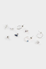 Women 9-Piece Silver Earrings