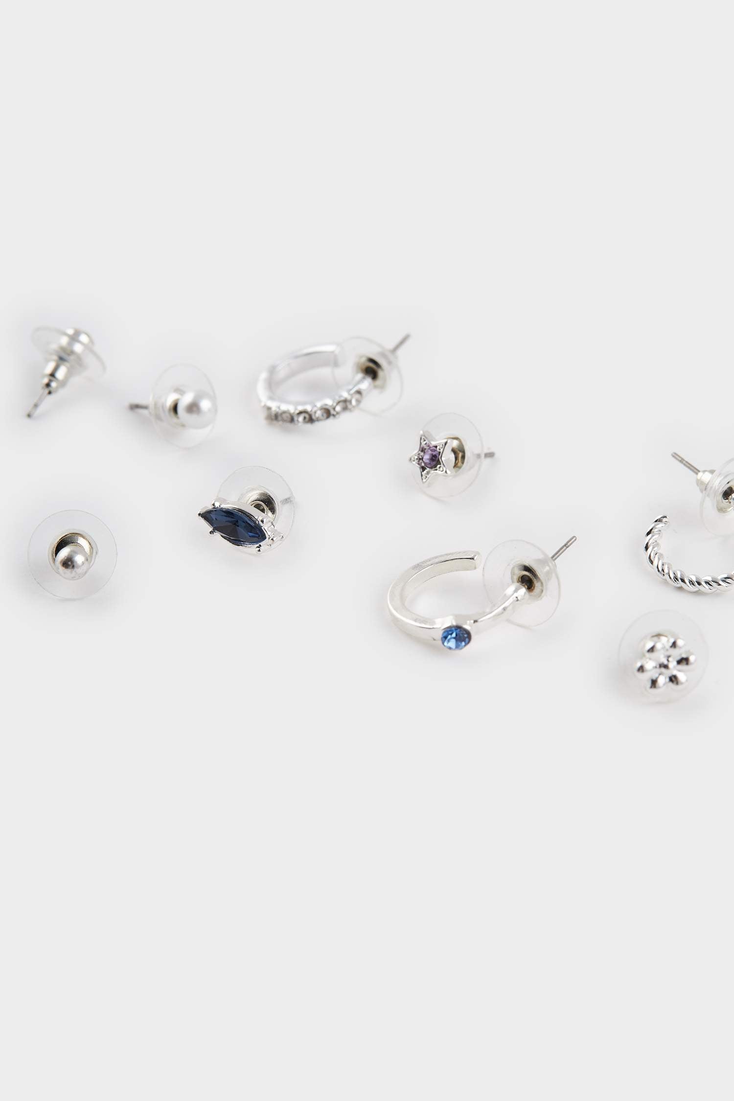 Women 9-Piece Silver Earrings