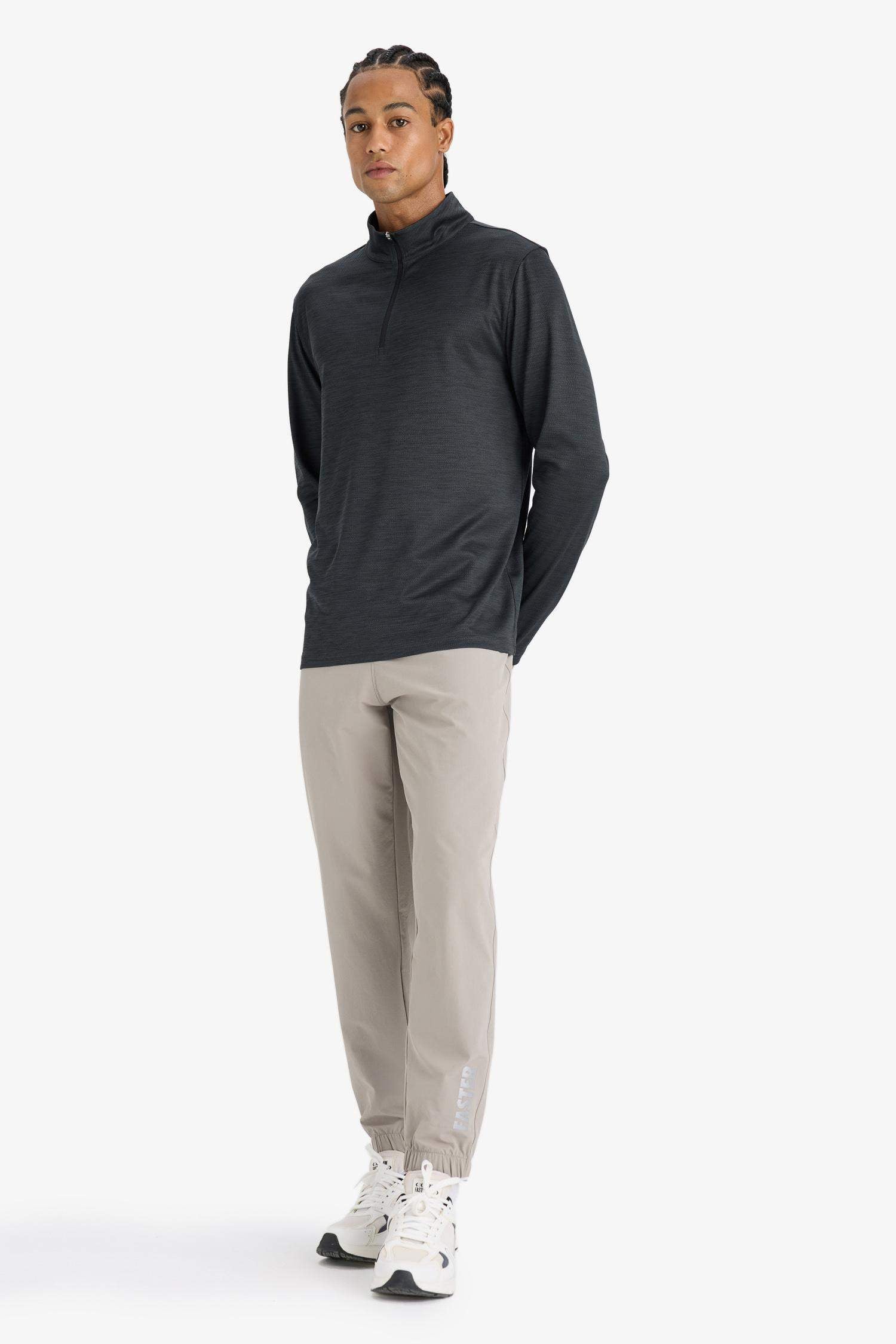 Slim Fit Narrow Cut Woven Sports Jogger Sweatpants with Zip Pockets