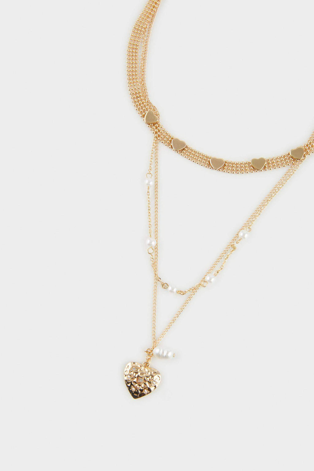 Women's 3-Piece Heart Gold Necklace