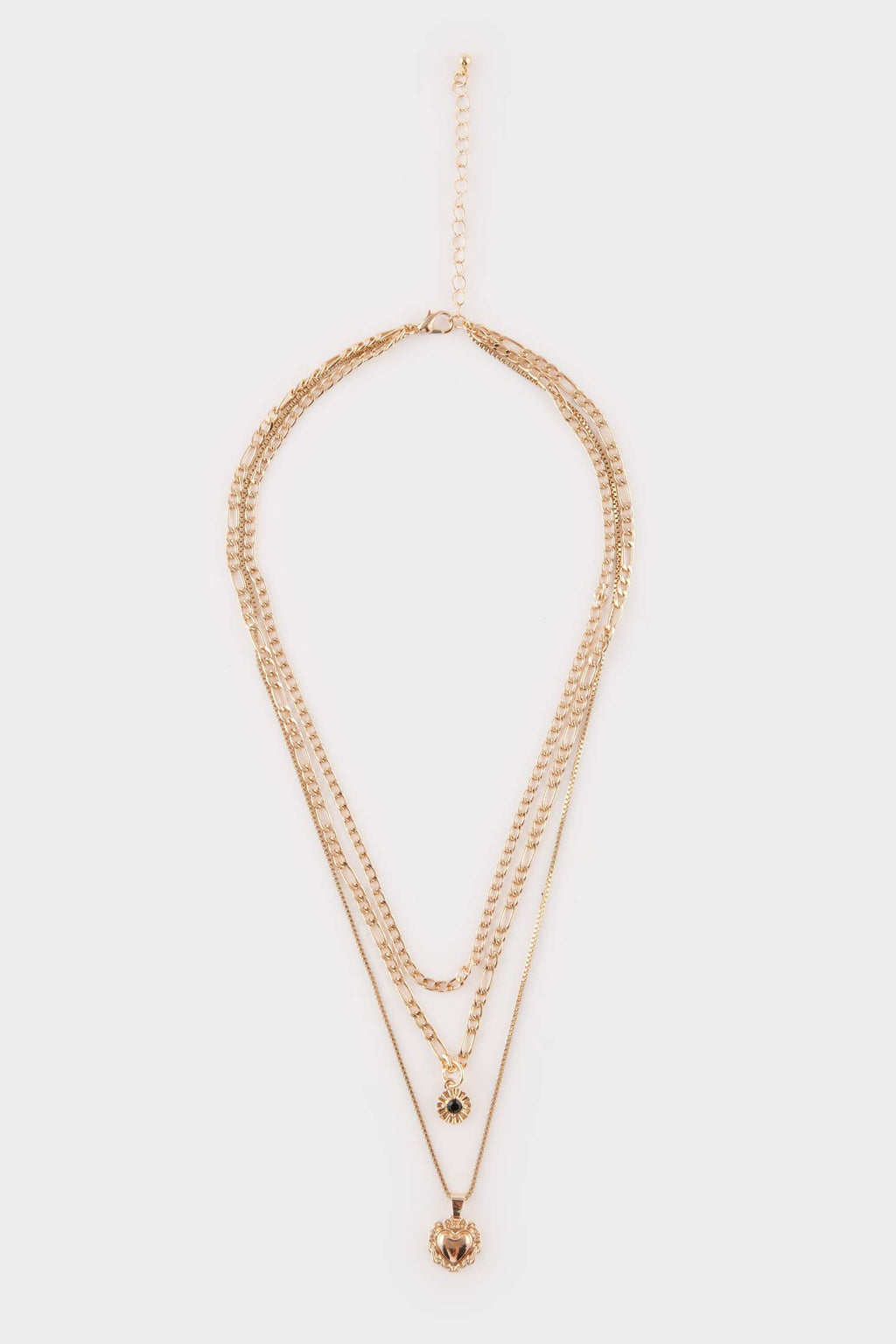 Women 3-Piece Black Stone Gold Necklace