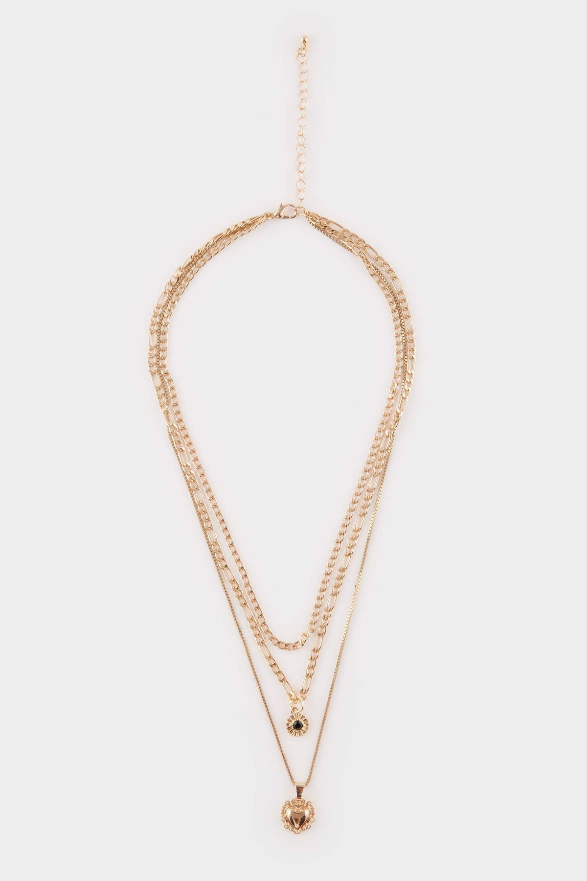 Women 3-Piece Black Stone Gold Necklace