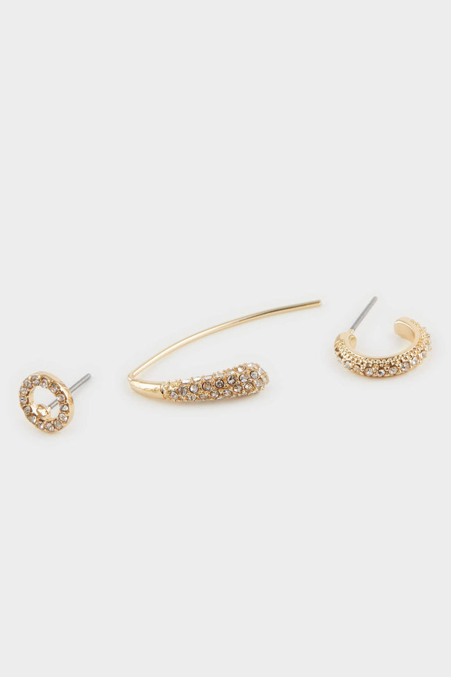 Women's 3-Piece Gold Earrings Main Image