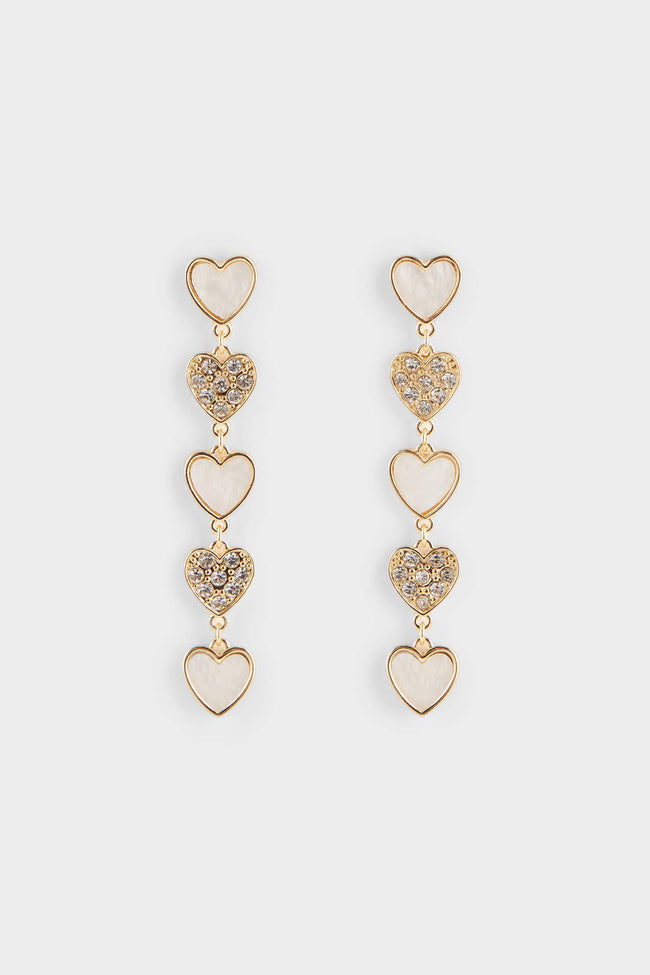 Women's Heart Gold Earrings Hover Image
