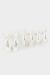 Women's 3-Piece Silver Earrings