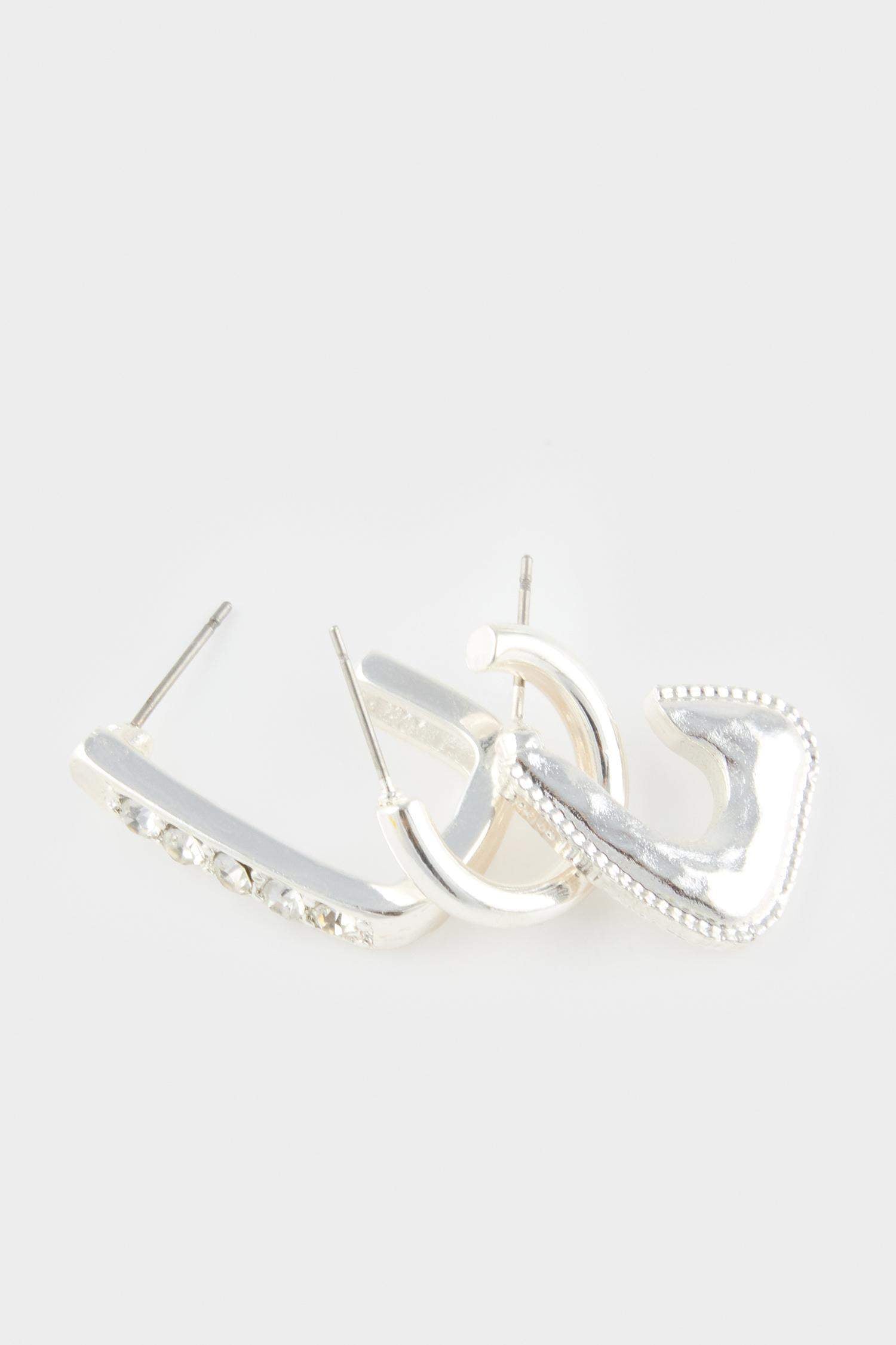 Women's 3-Piece Silver Earrings