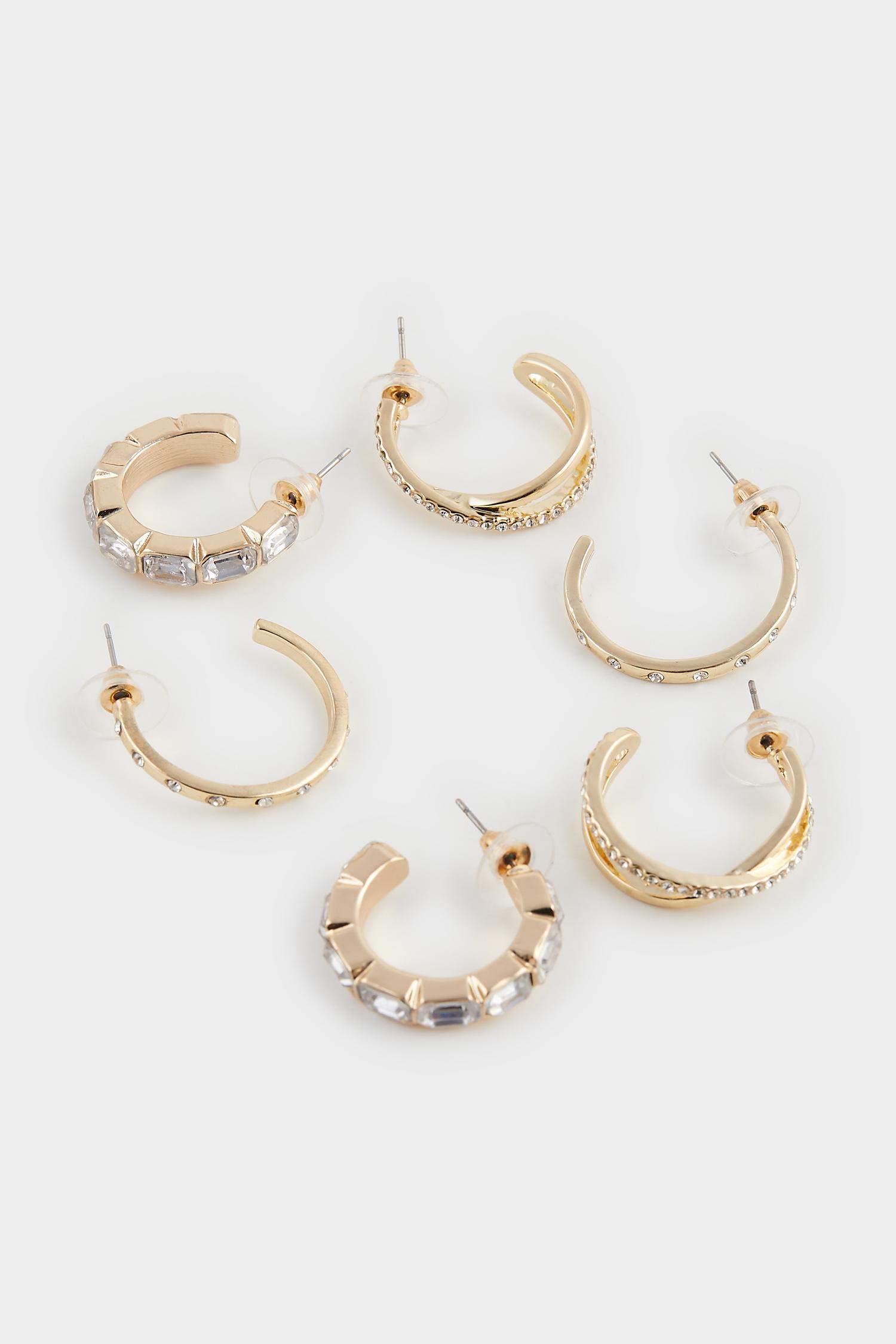 Women's 3-Piece Gold Earrings