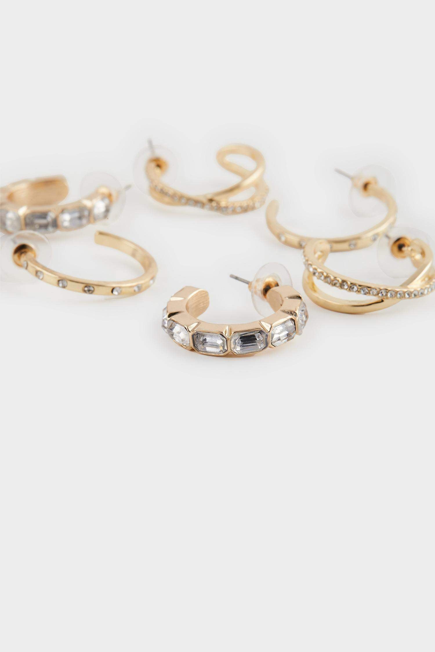 Women's 3-Piece Gold Earrings