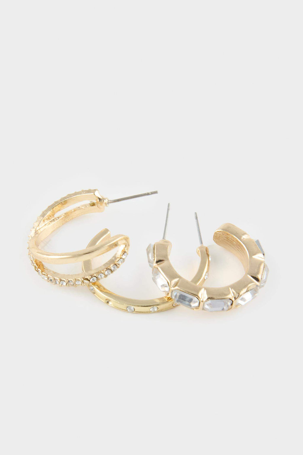 Women's 3-Piece Gold Earrings