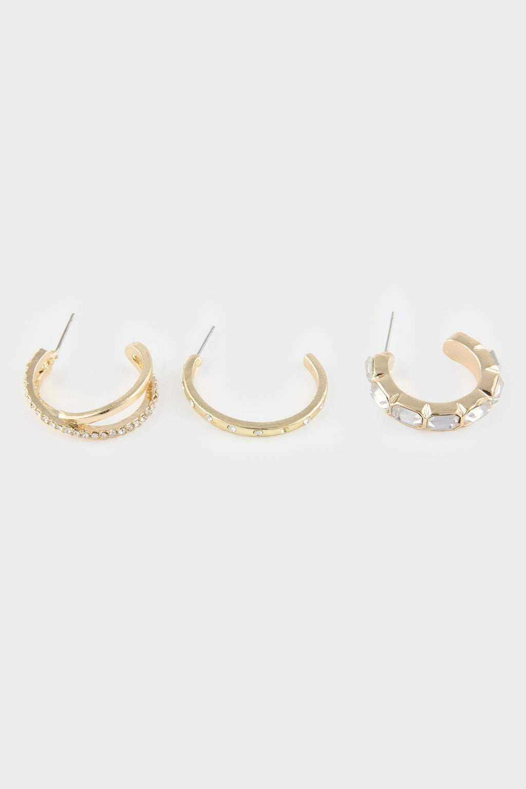 Women's 3-Piece Gold Earrings