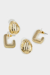Women 2-Pack Gold Earrings
