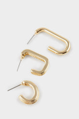 Women 3-Piece Gold Earrings