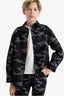 Boys Oversize Wide-Cut Polo Collar Camouflage Patterned Gabardine Long Sleeve Shirt