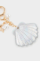 women Silver Seashell and Starfish Charm Keychain