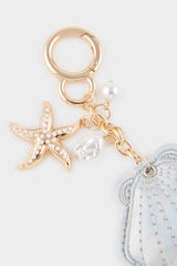women Silver Seashell and Starfish Charm Keychain