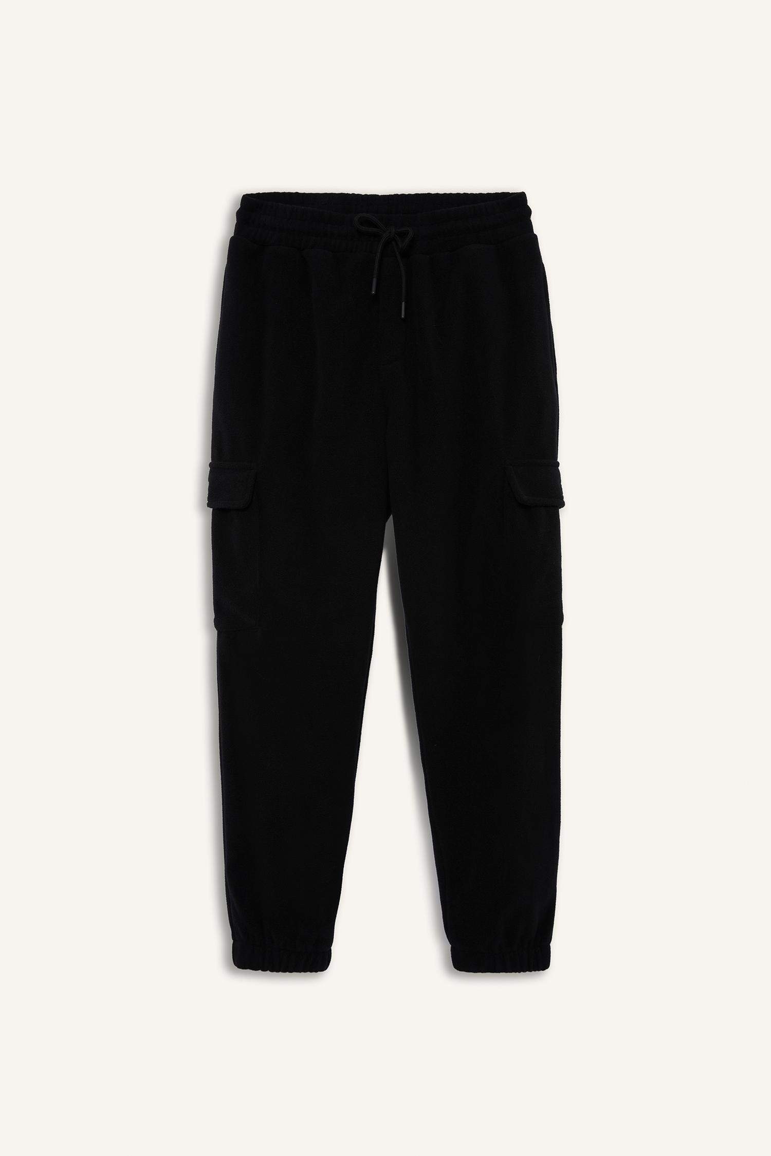 Regular Fit Fleece Sweatpants with Drawstring Waist and Cargo Pockets