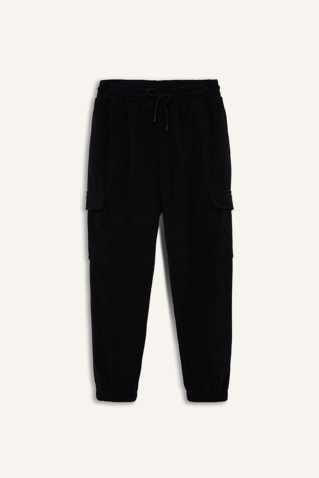 Regular Fit Fleece Sweatpants with Drawstring Waist and Cargo Pockets Main Image