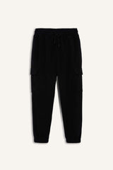 Regular Fit Fleece Sweatpants with Drawstring Waist and Cargo Pockets