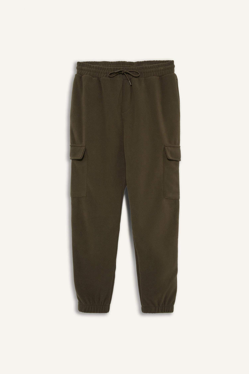 Regular Fit Fleece Sweatpants with Drawstring Waist and Cargo Pockets