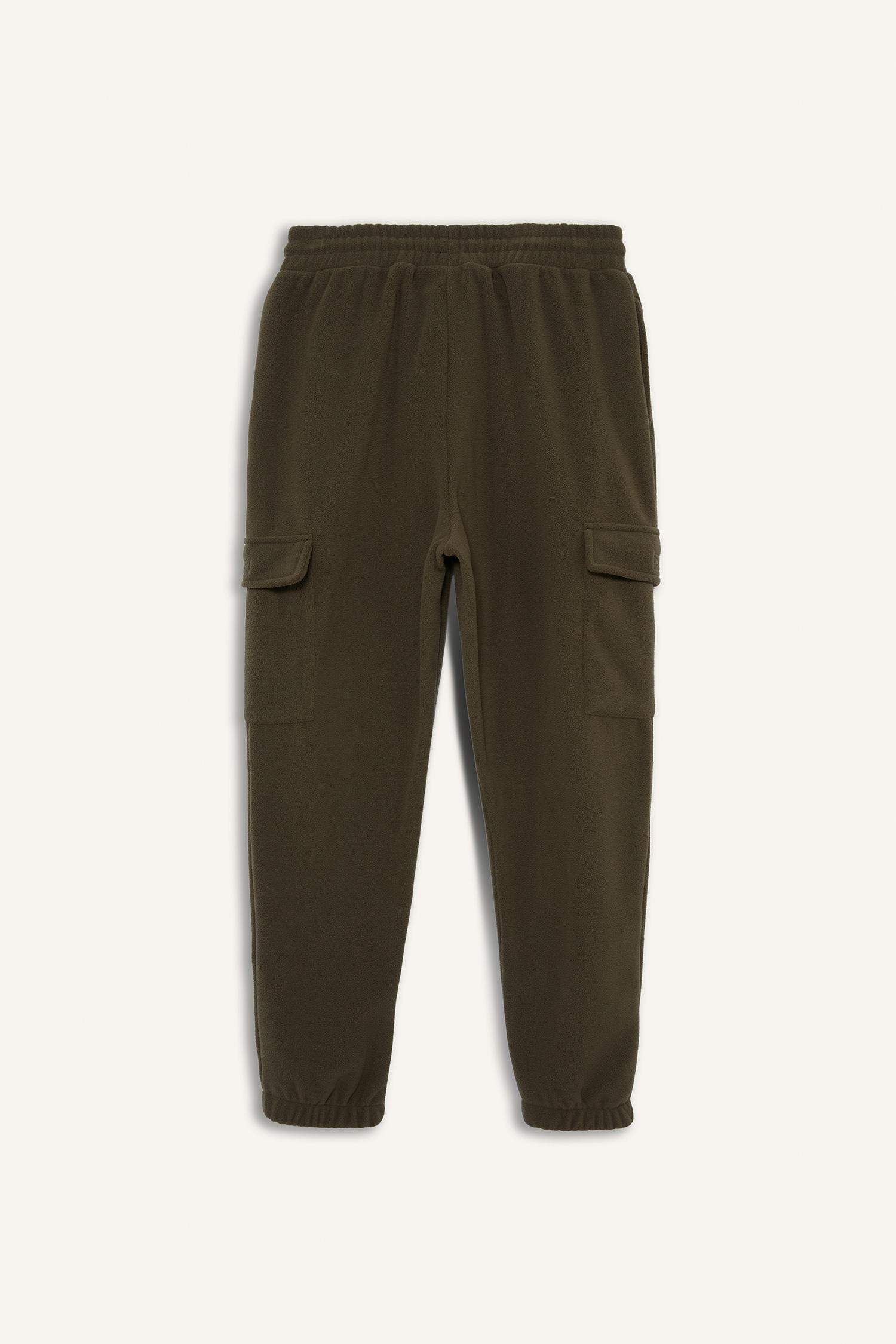 Regular Fit Fleece Sweatpants with Drawstring Waist and Cargo Pockets