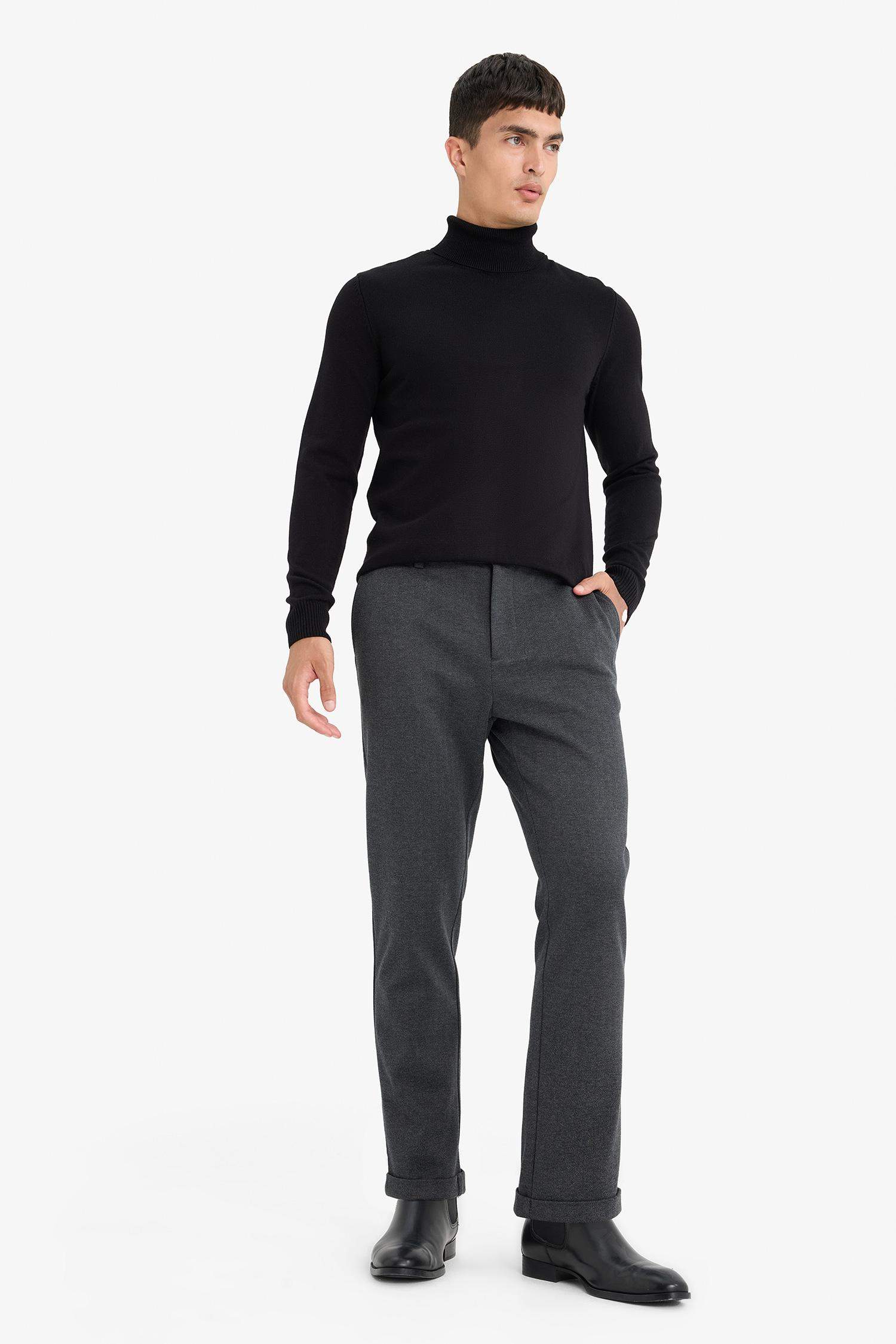 Tailored Regular Fit Straight Leg Cotton Trousers