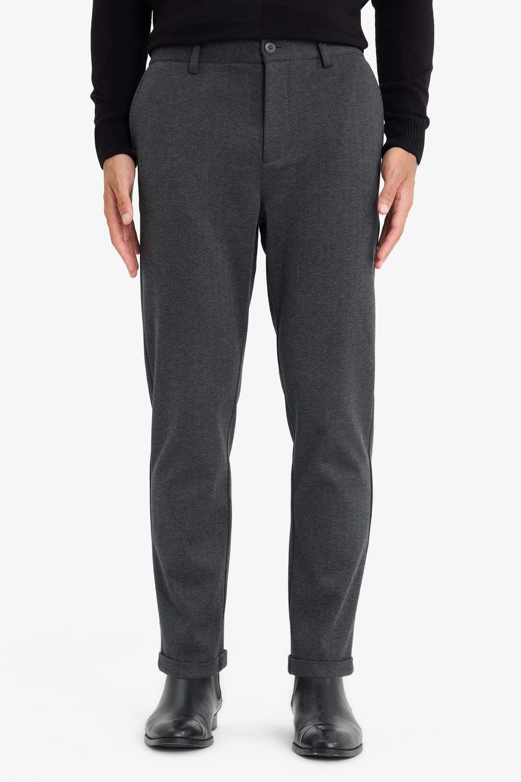 Tailored Regular Fit Straight Leg Cotton Trousers