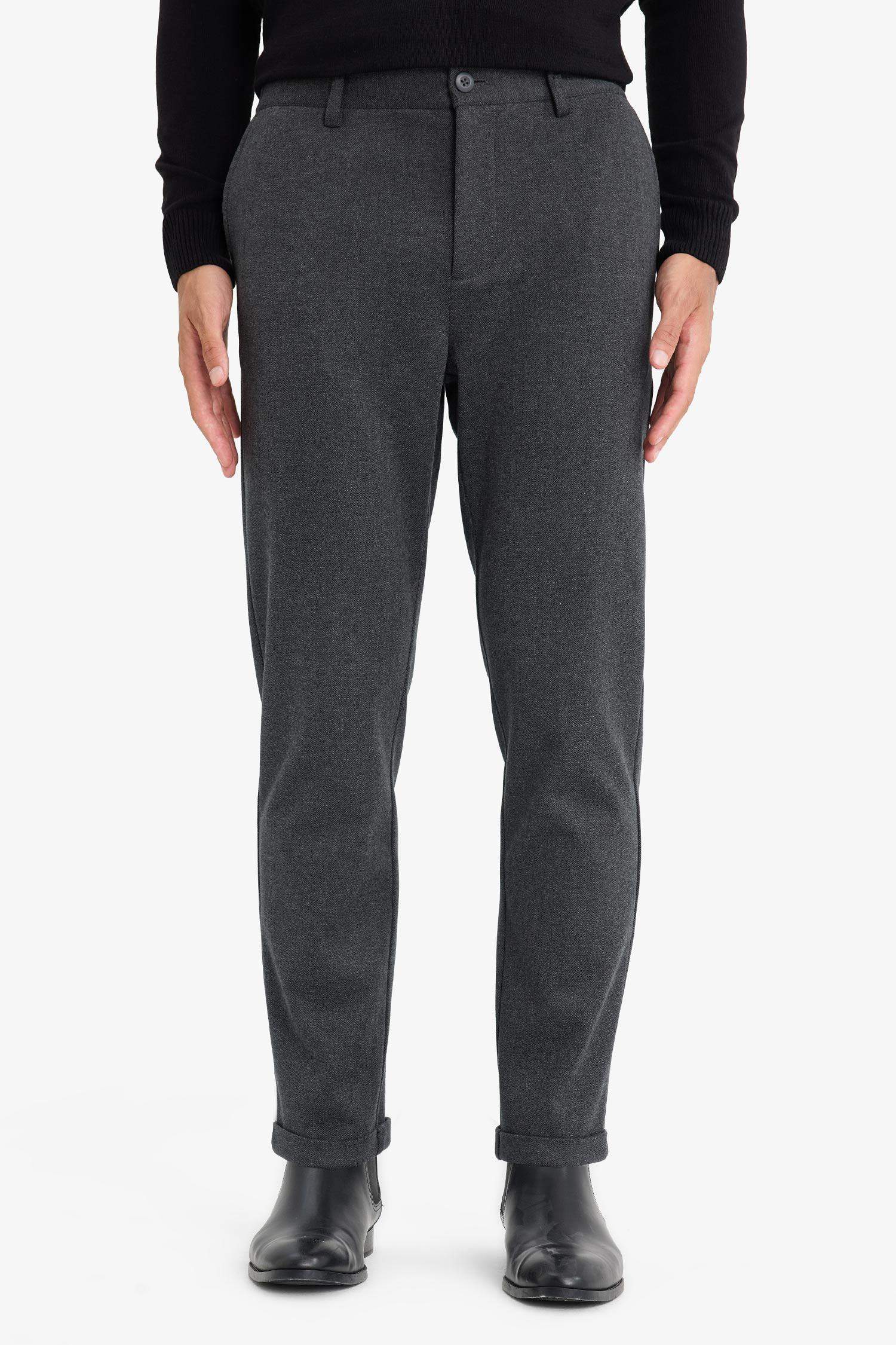 Tailored Regular Fit Straight Leg Cotton Trousers