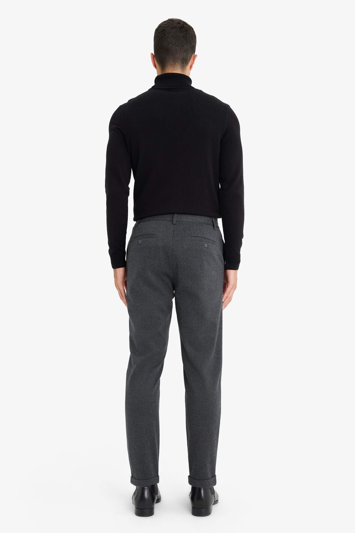 Tailored Regular Fit Straight Leg Cotton Trousers