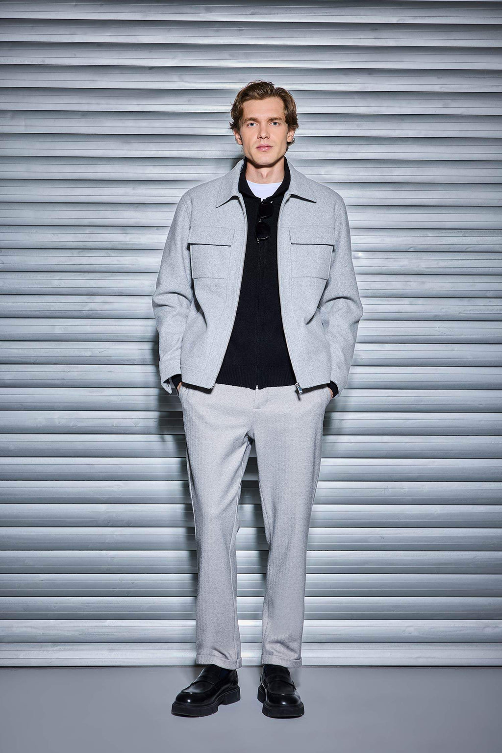 Tailored Regular Fit Straight Leg Cotton Trousers