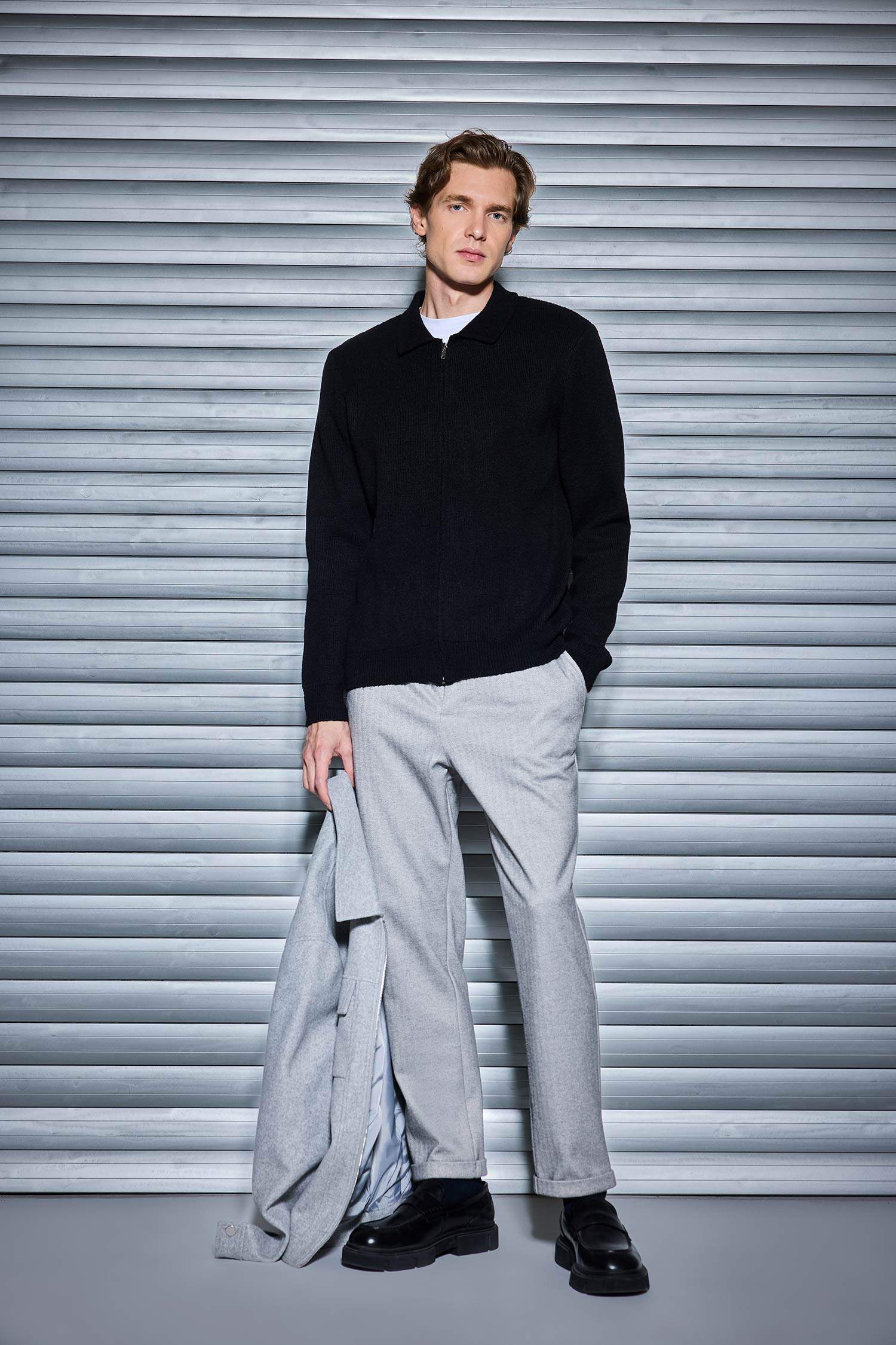 Tailored Regular Fit Straight Leg Cotton Trousers