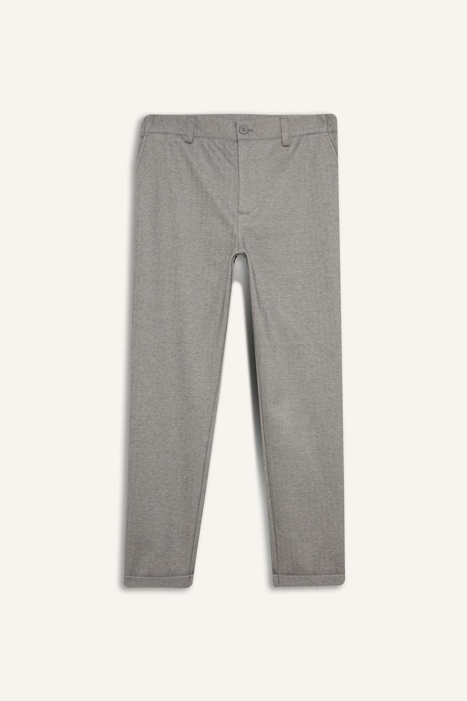 Tailored Regular Fit Straight Leg Cotton Trousers
