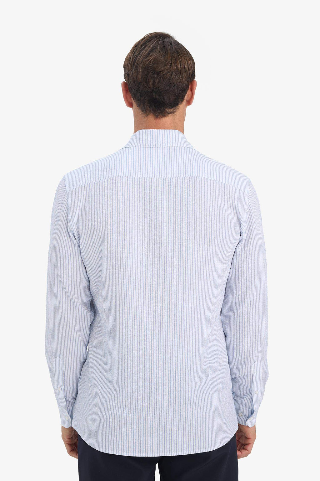 Modern fit long sleeve crinkle polo shirt