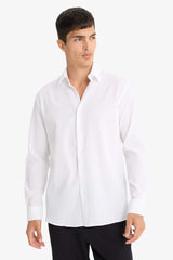 Modern Fit Polo Collar Crinkle Long-Sleeve Shirt