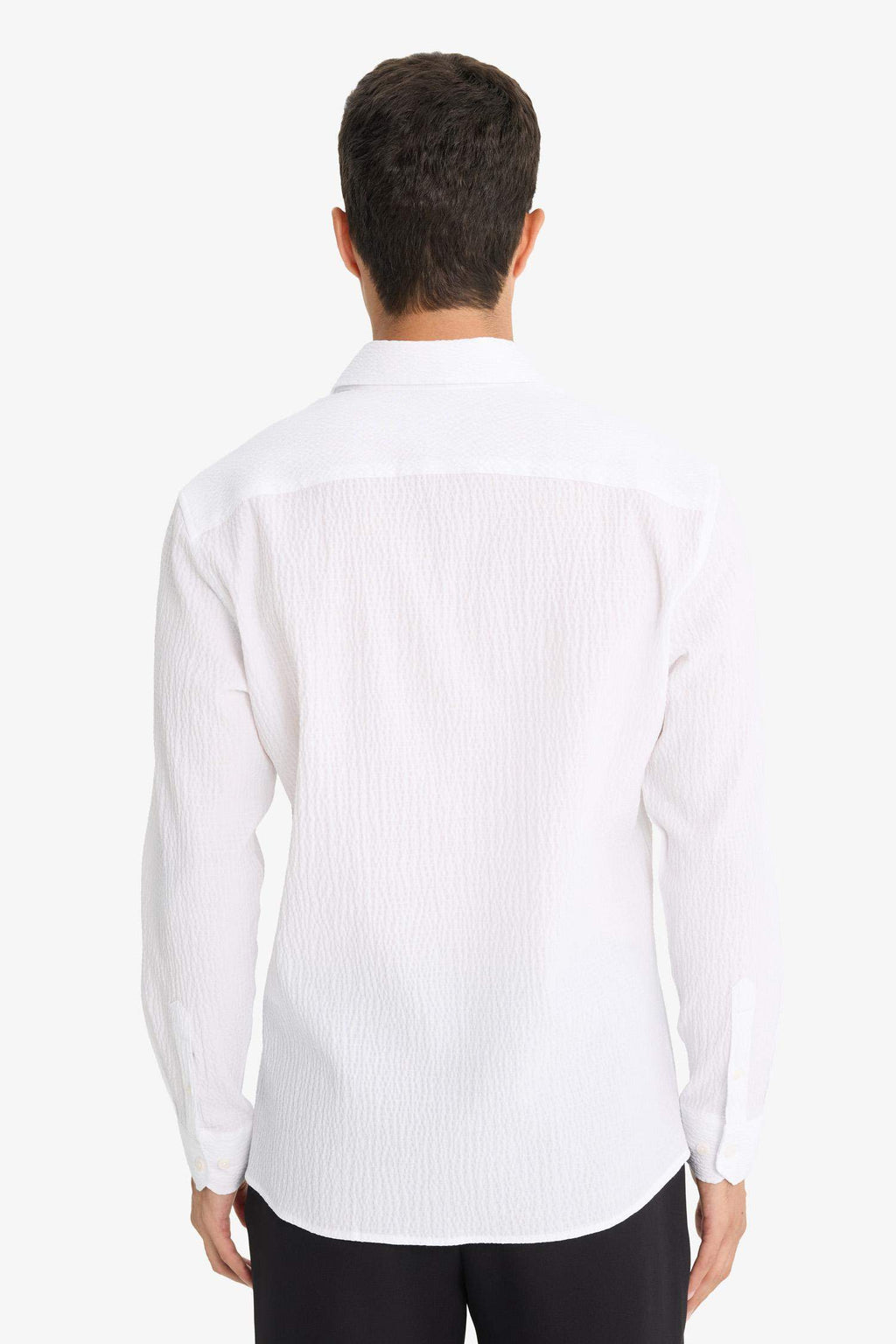 Modern Fit Polo Collar Crinkle Long-Sleeve Shirt
