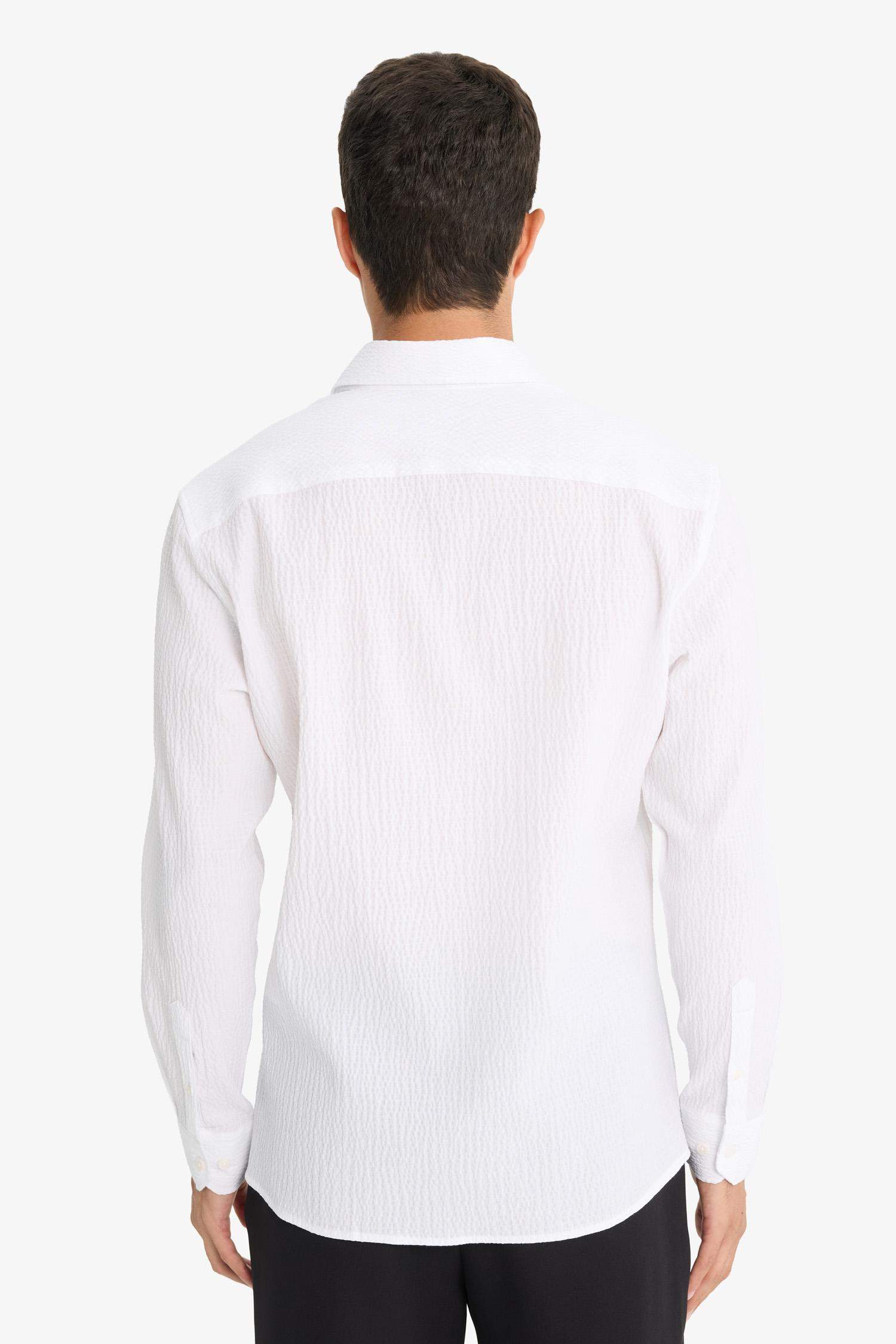 Modern Fit Polo Collar Crinkle Long-Sleeve Shirt