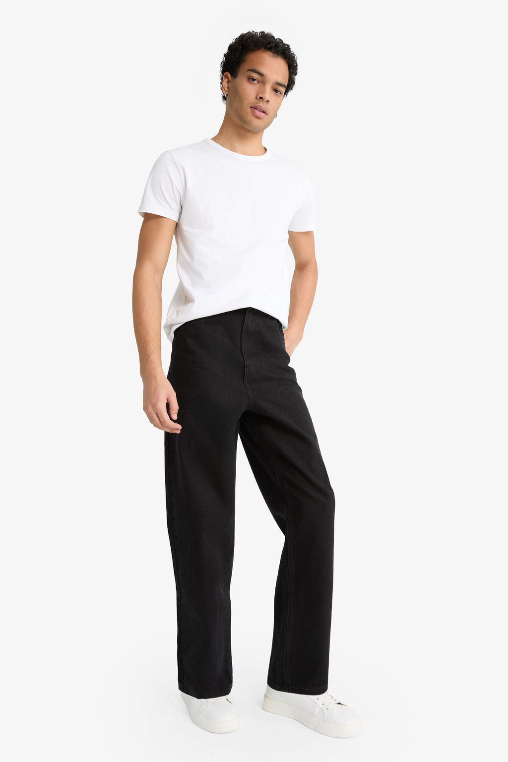 Baggy Fit Regular Hem Denim Trousers