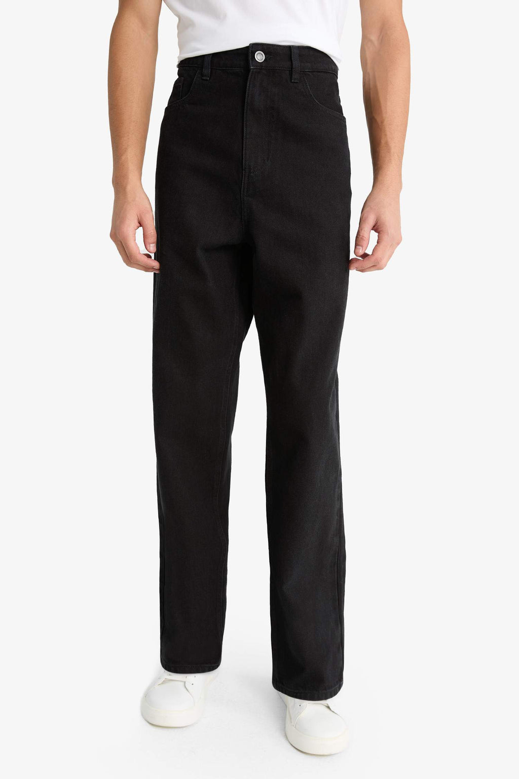 Baggy Fit Regular Hem Denim Trousers