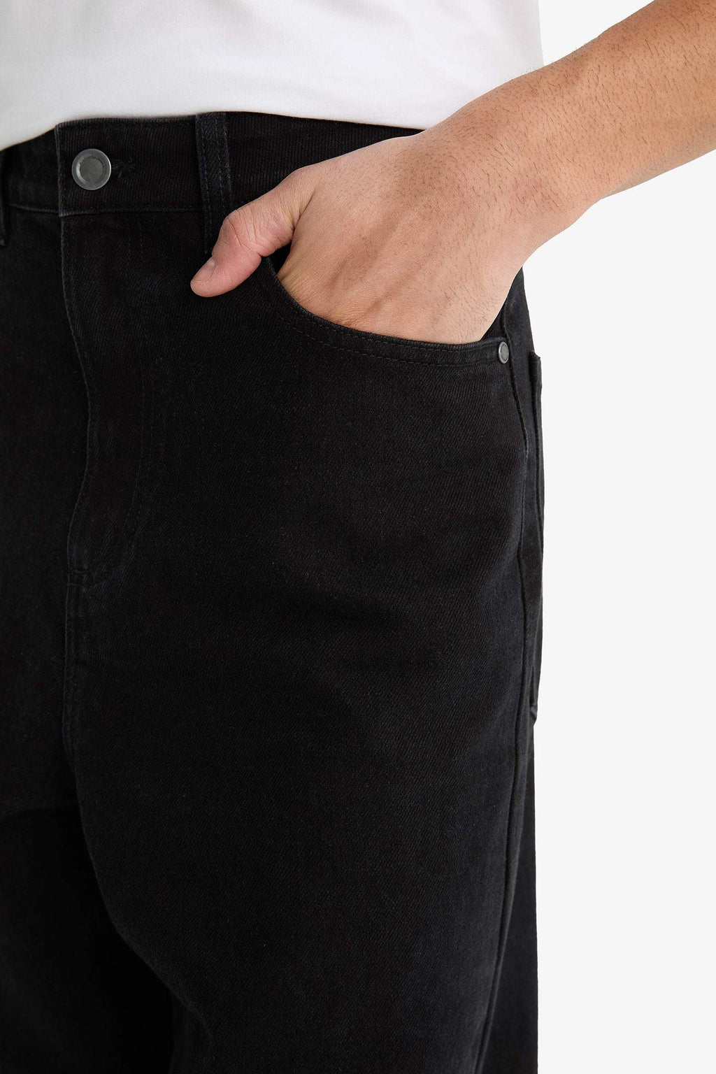 Baggy Fit Regular Hem Denim Trousers