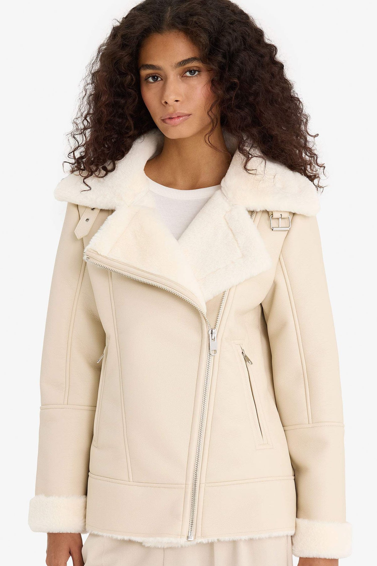 Waterproof Oversize Loose Fit Faux Fur Lined Zip-Up Jacket