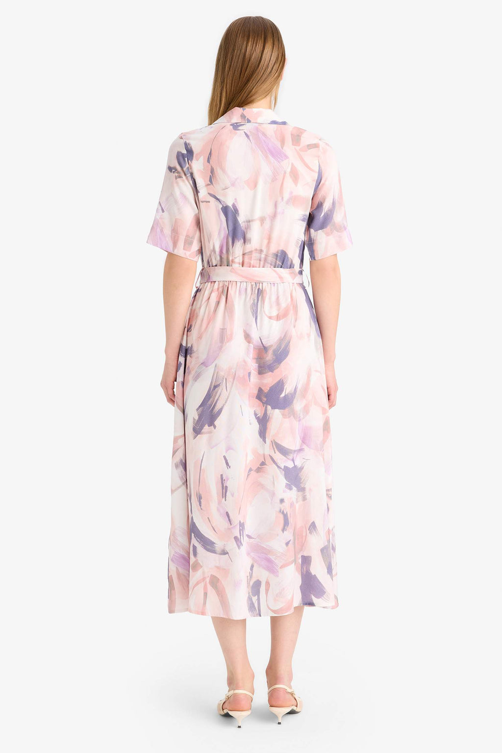 Shirt Collar Batic Midi Dress