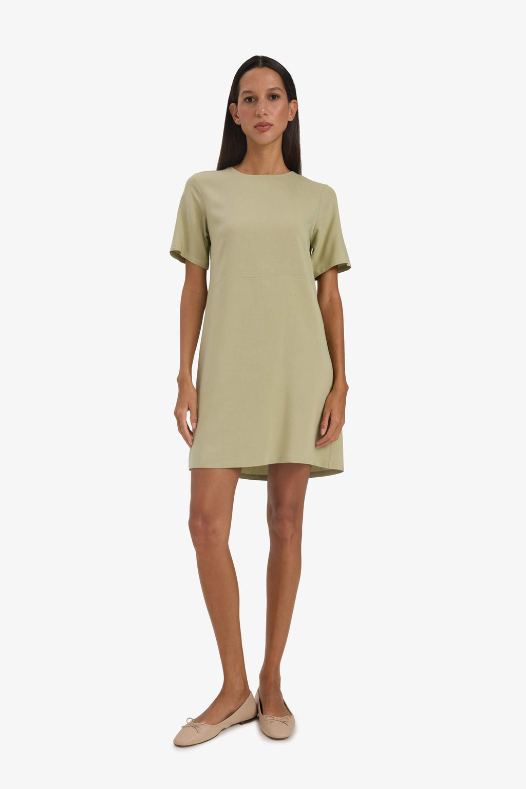 Crew Neck Basic Short Sleeve Mini Dress