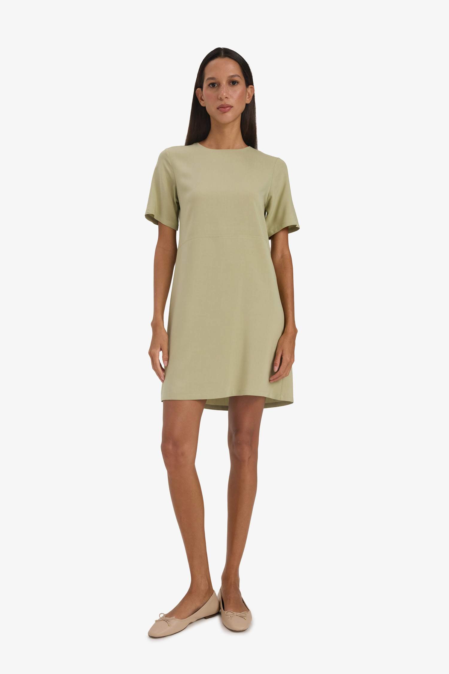 Crew Neck Basic Short Sleeve Mini Dress