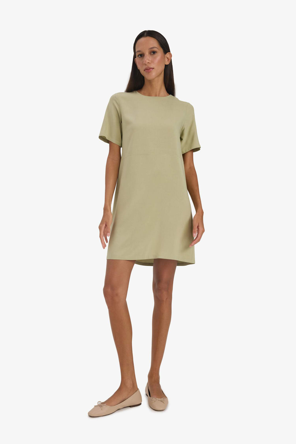 Crew Neck Basic Short Sleeve Mini Dress