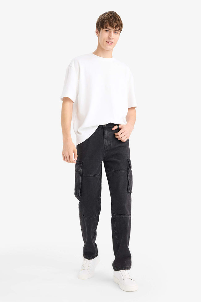 Relax Fit Regular Hem Denim Trousers Hover Image