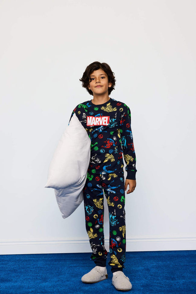 Boys Marvel Comics Pajama Set Long Sleeve Top Long Bottom Main Image