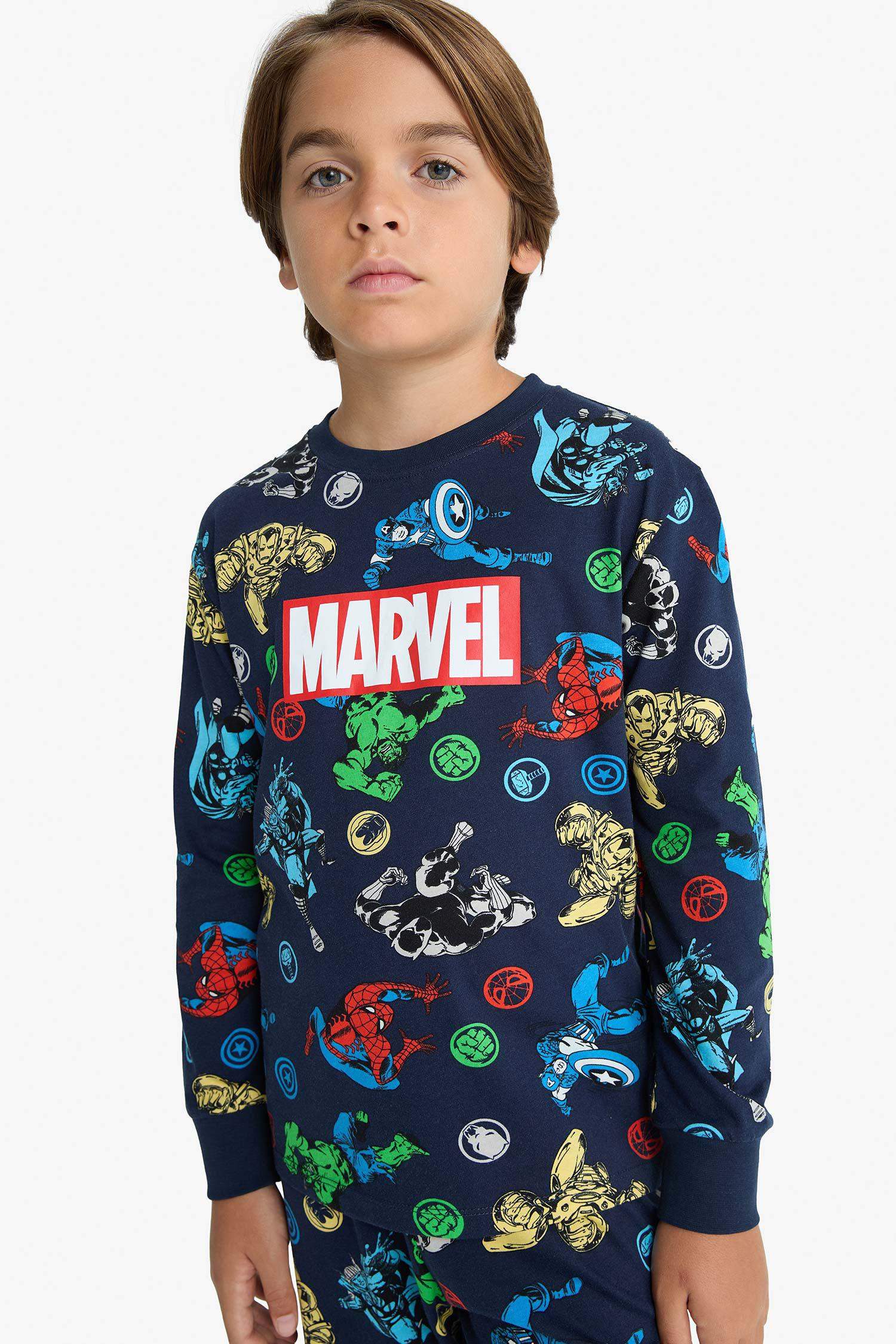 Boys Marvel Comics Pajama Set Long Sleeve Top Long Bottom