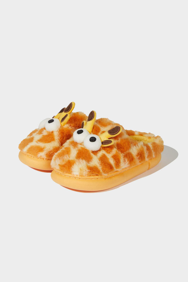 Girls Giraffe Themed Flat Sole Slippers Hover Image