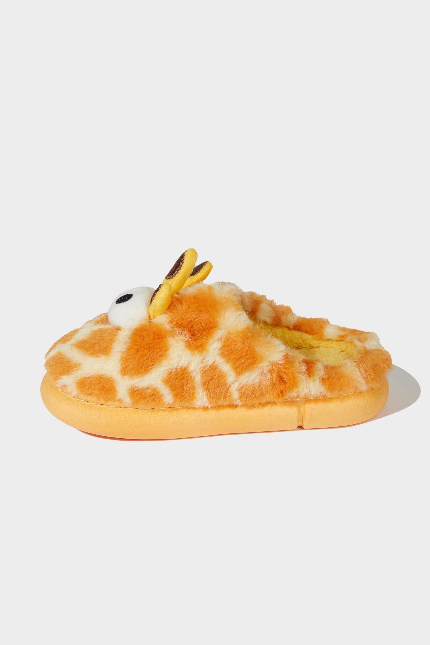 Girls Giraffe Themed Flat Sole Slippers
