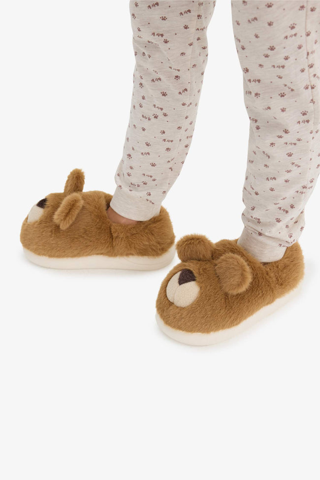 Girls Bear Themed Flat Sole Slippers Main Image
